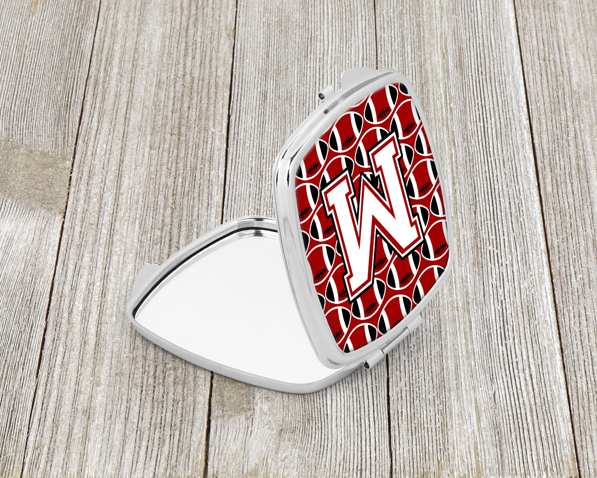 Letter M Football Cardinal and White Compact Mirror CJ1082-MSCM