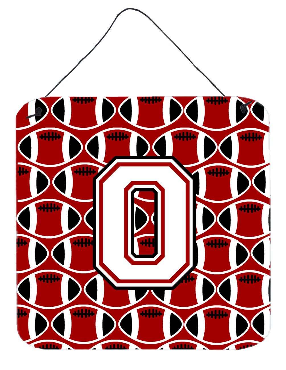 Letter O Football Cardinal and White Wall or Door Hanging Prints CJ1082-ODS66 by Caroline's Treasures