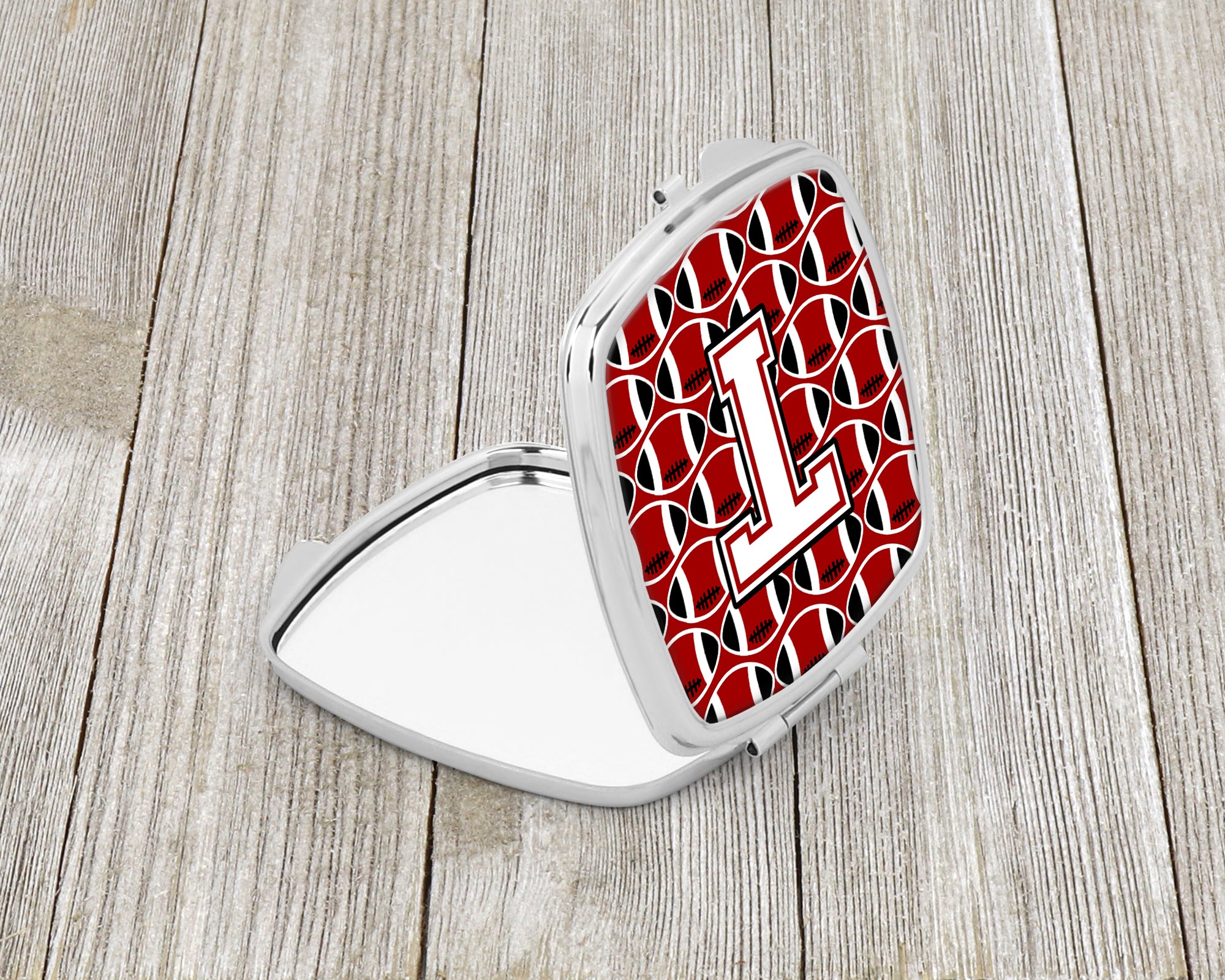 Letter T Football Cardinal and White Compact Mirror CJ1082-TSCM
