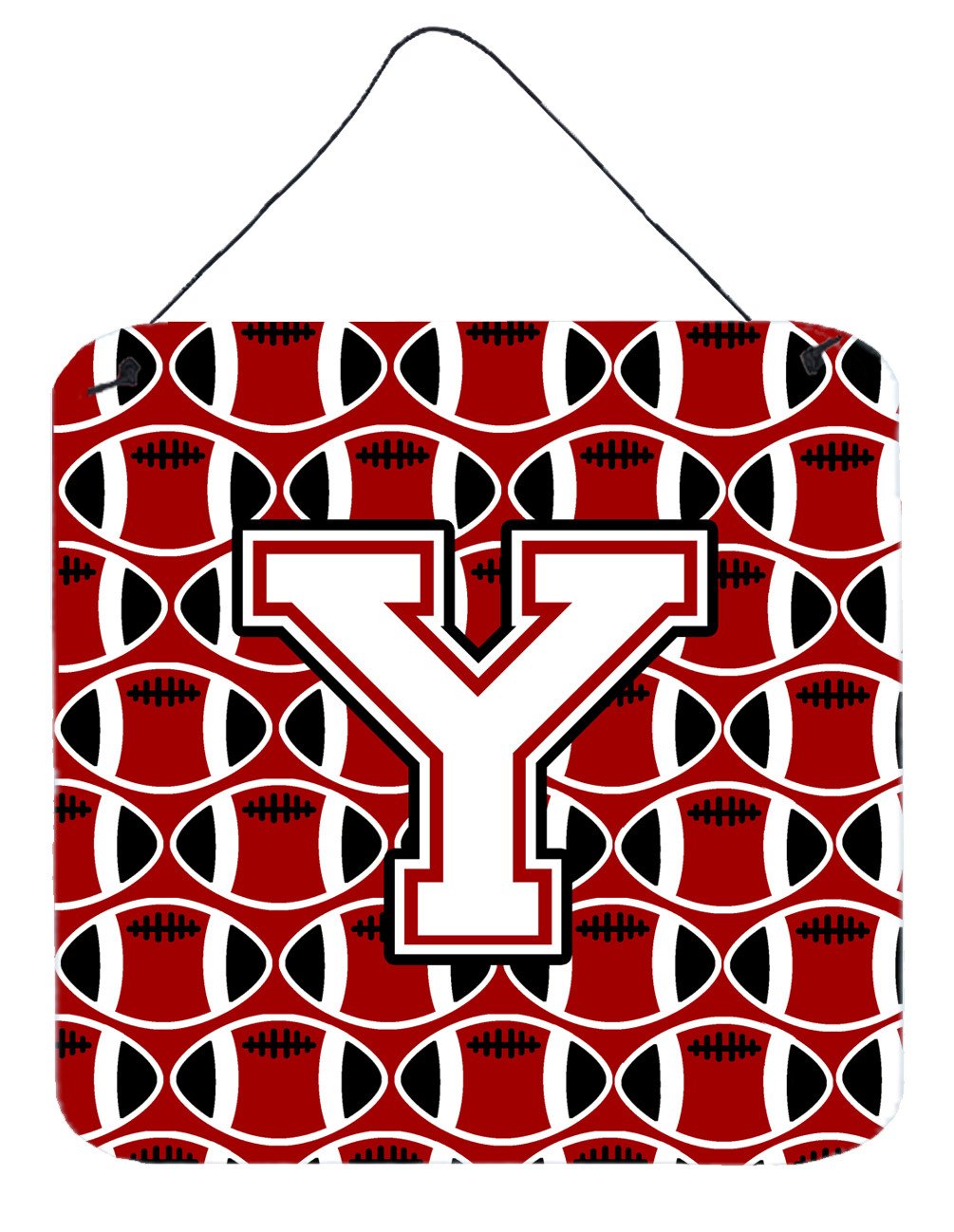 Letter Y Football Cardinal and White Wall or Door Hanging Prints CJ1082-YDS66 by Caroline's Treasures