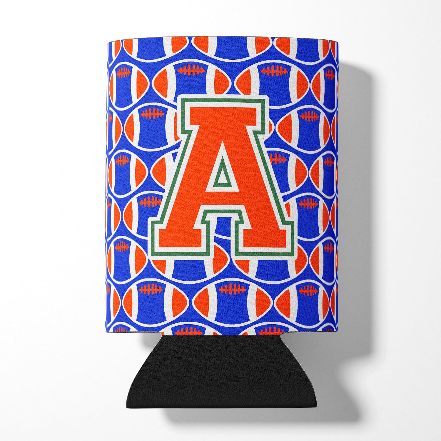 Letter A Football Green, Blue and Orange Can or Bottle Hugger CJ1083-ACC.