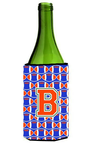 Letter B Football Green, Blue and Orange Wine Bottle Beverage Insulator Hugger CJ1083-BLITERK by Caroline's Treasures