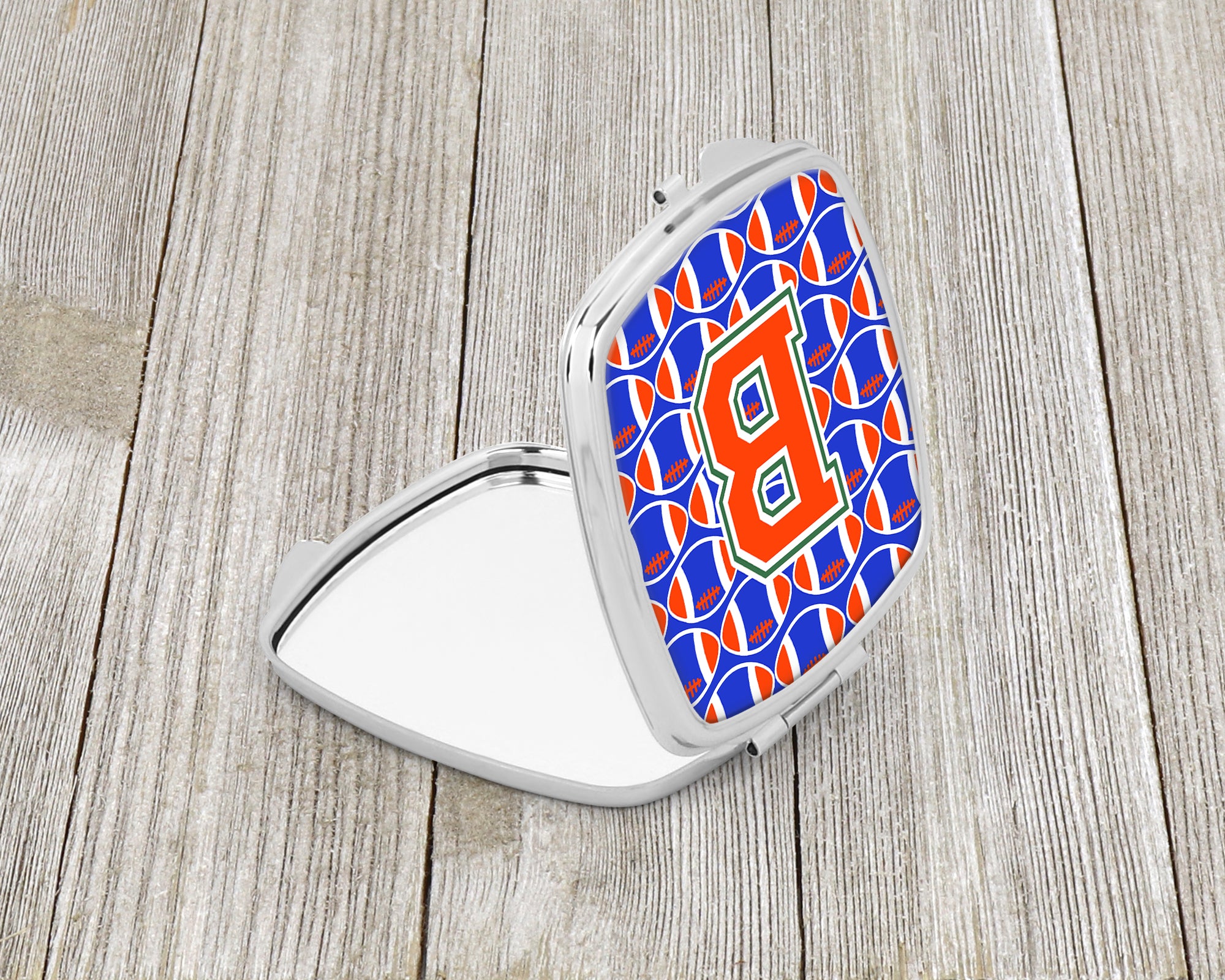 Letter B Football Green, Blue and Orange Compact Mirror CJ1083-BSCM