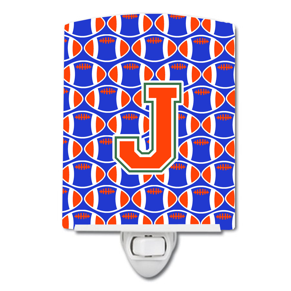 Letter J Football Green, Blue and Orange Ceramic Night Light CJ1083-JCNL - the-store.com
