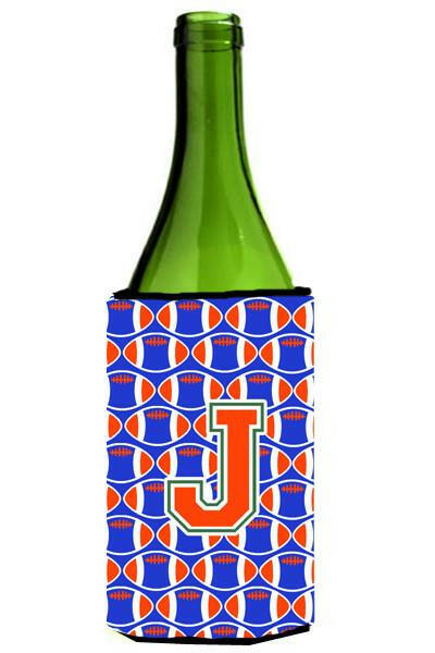 Letter J Football Green, Blue and Orange Wine Bottle Beverage Insulator Hugger CJ1083-JLITERK by Caroline's Treasures