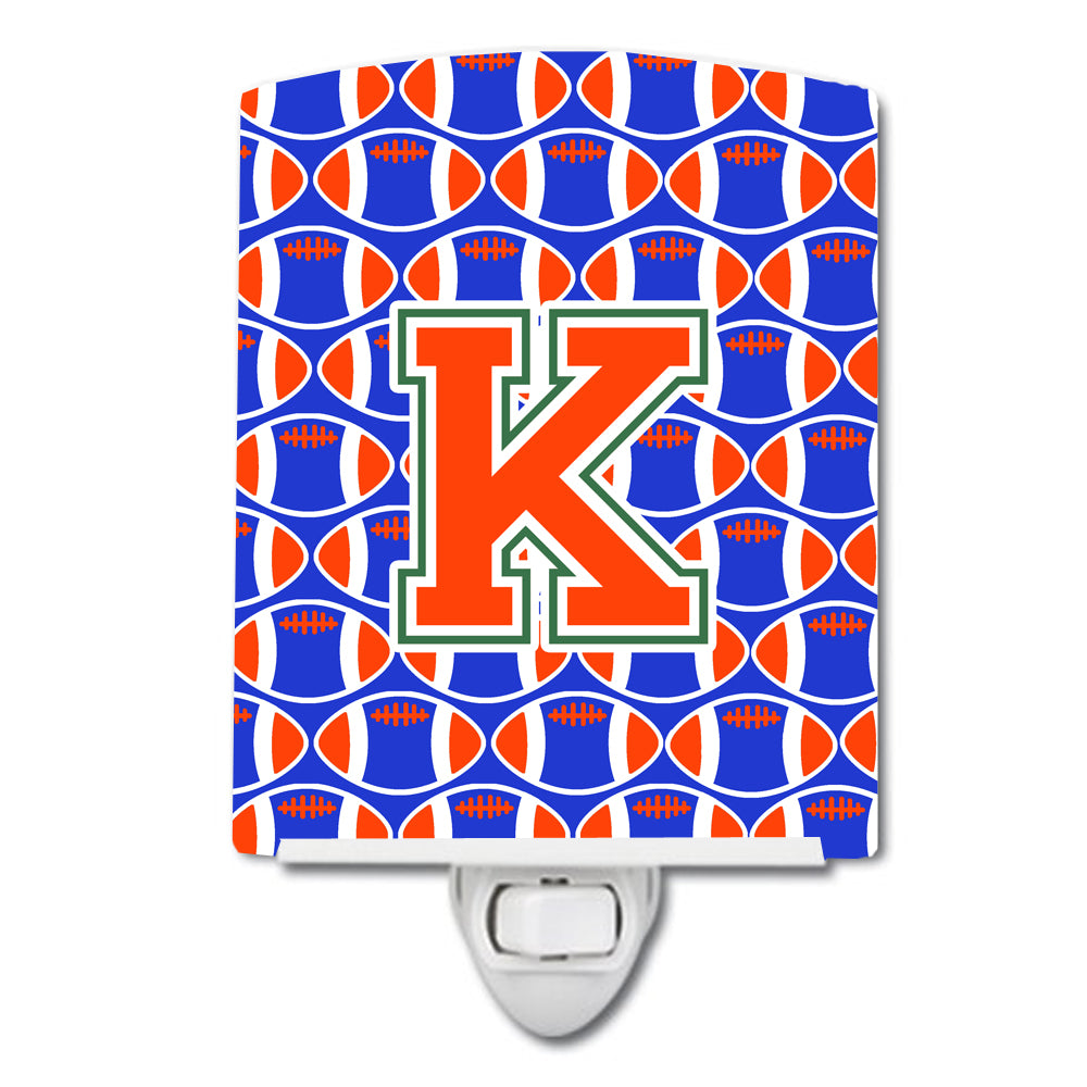 Letter K Football Green, Blue and Orange Ceramic Night Light CJ1083-KCNL - the-store.com