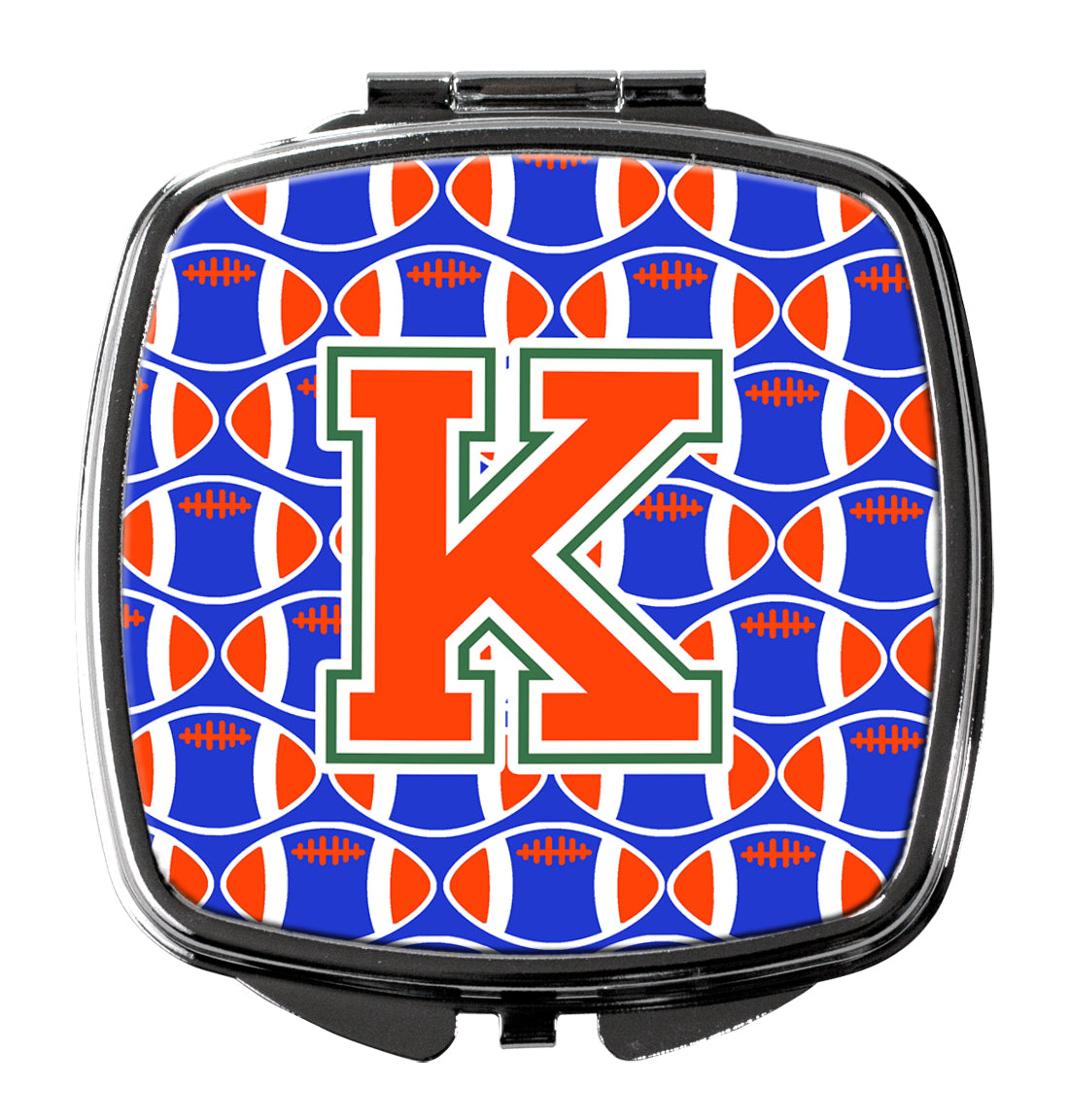 Letter K Football Green, Blue and Orange Compact Mirror CJ1083-KSCM