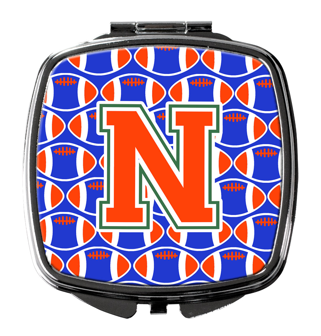 Letter N Football Green, Blue and Orange Compact Mirror CJ1083-NSCM