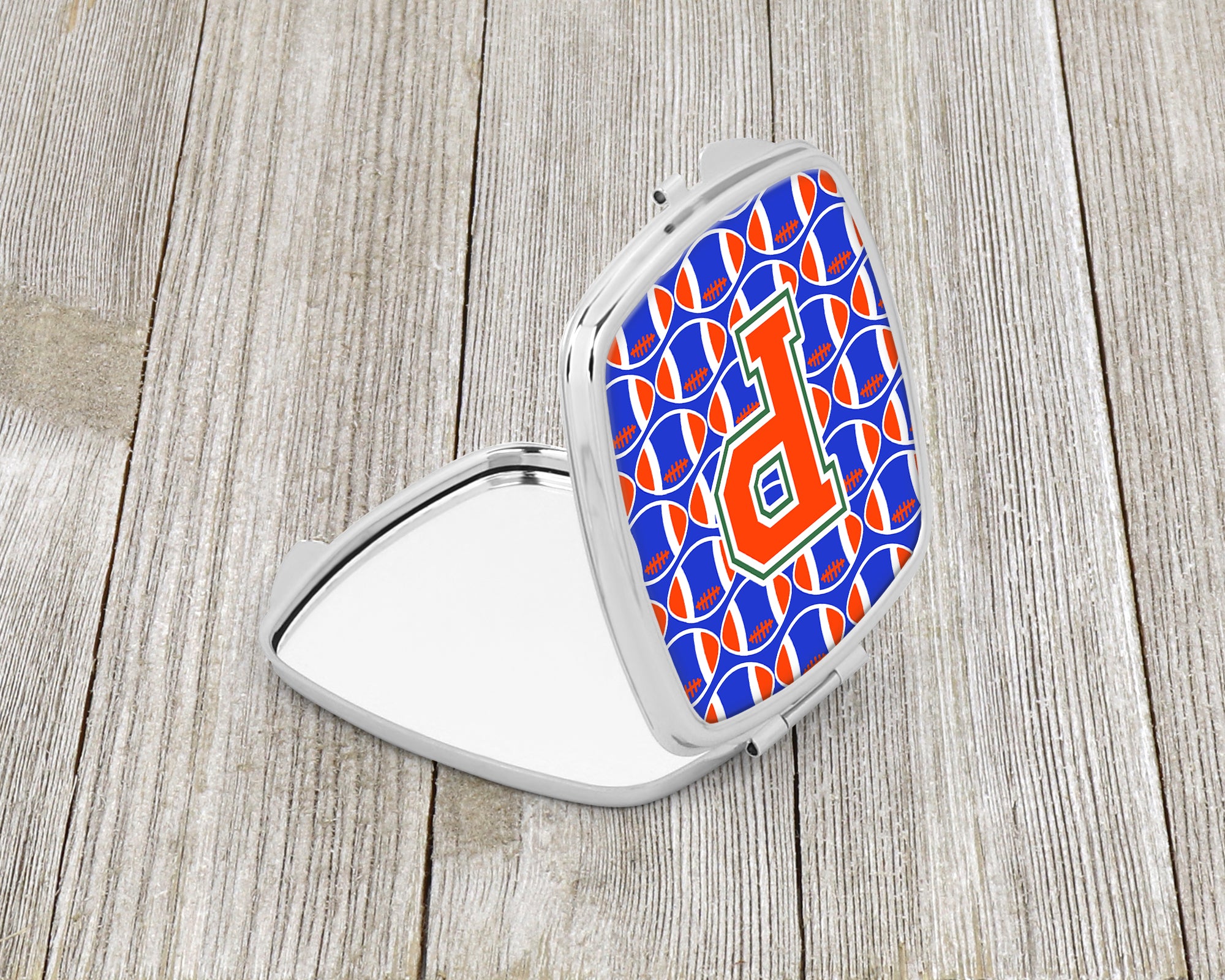Letter P Football Green, Blue and Orange Compact Mirror CJ1083-PSCM