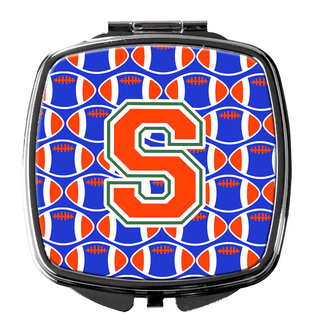 Letter S Football Green, Blue and Orange Compact Mirror CJ1083-SSCM