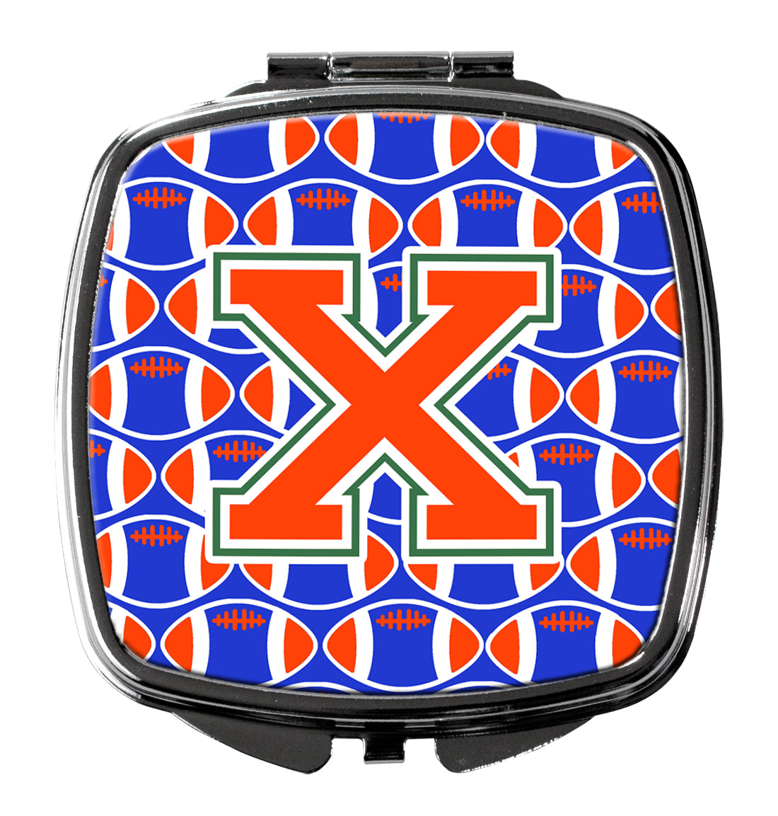 Letter X Football Green, Blue and Orange Compact Mirror CJ1083-XSCM