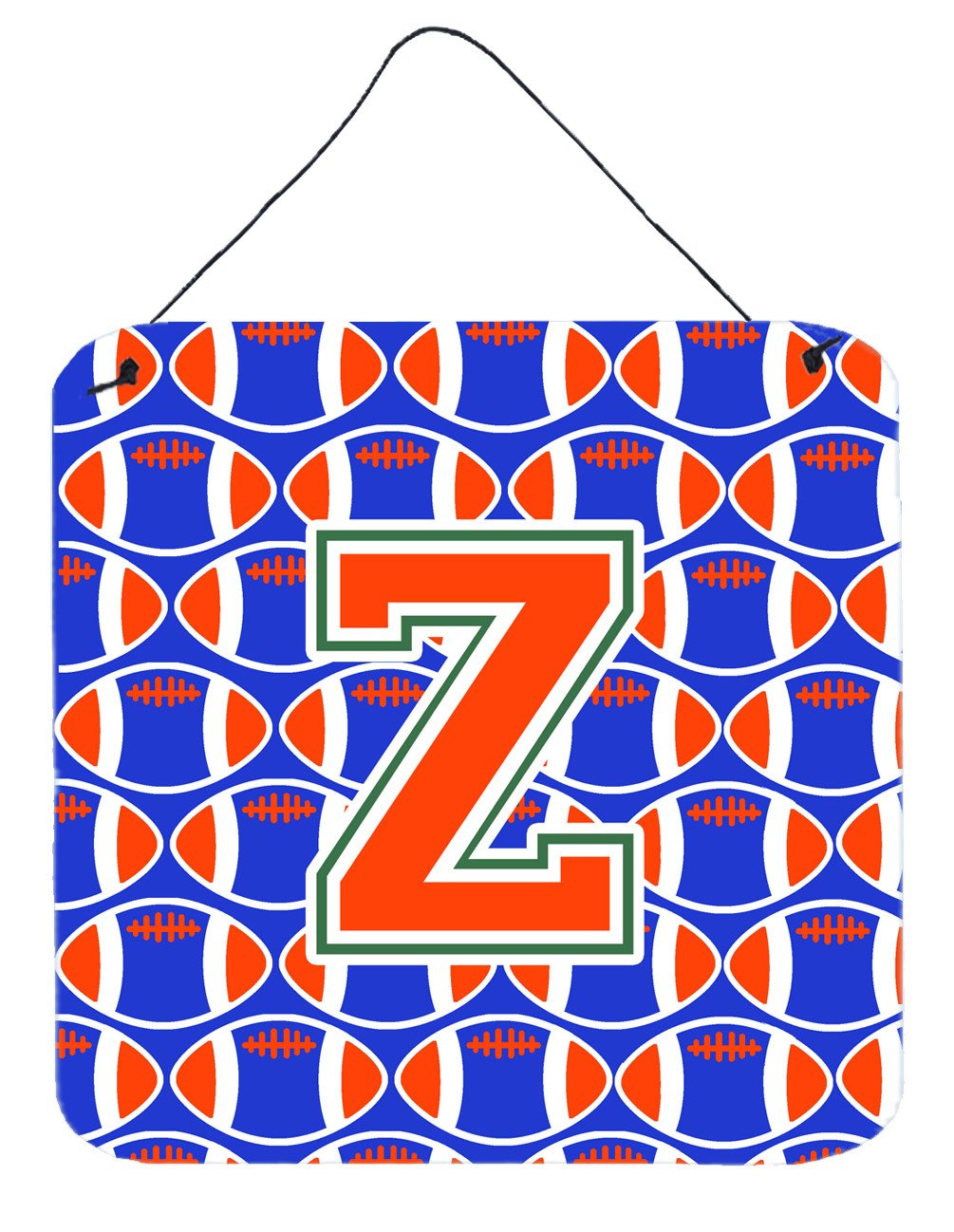 Letter Z Football Green, Blue and Orange Wall or Door Hanging Prints CJ1083-ZDS66 by Caroline's Treasures