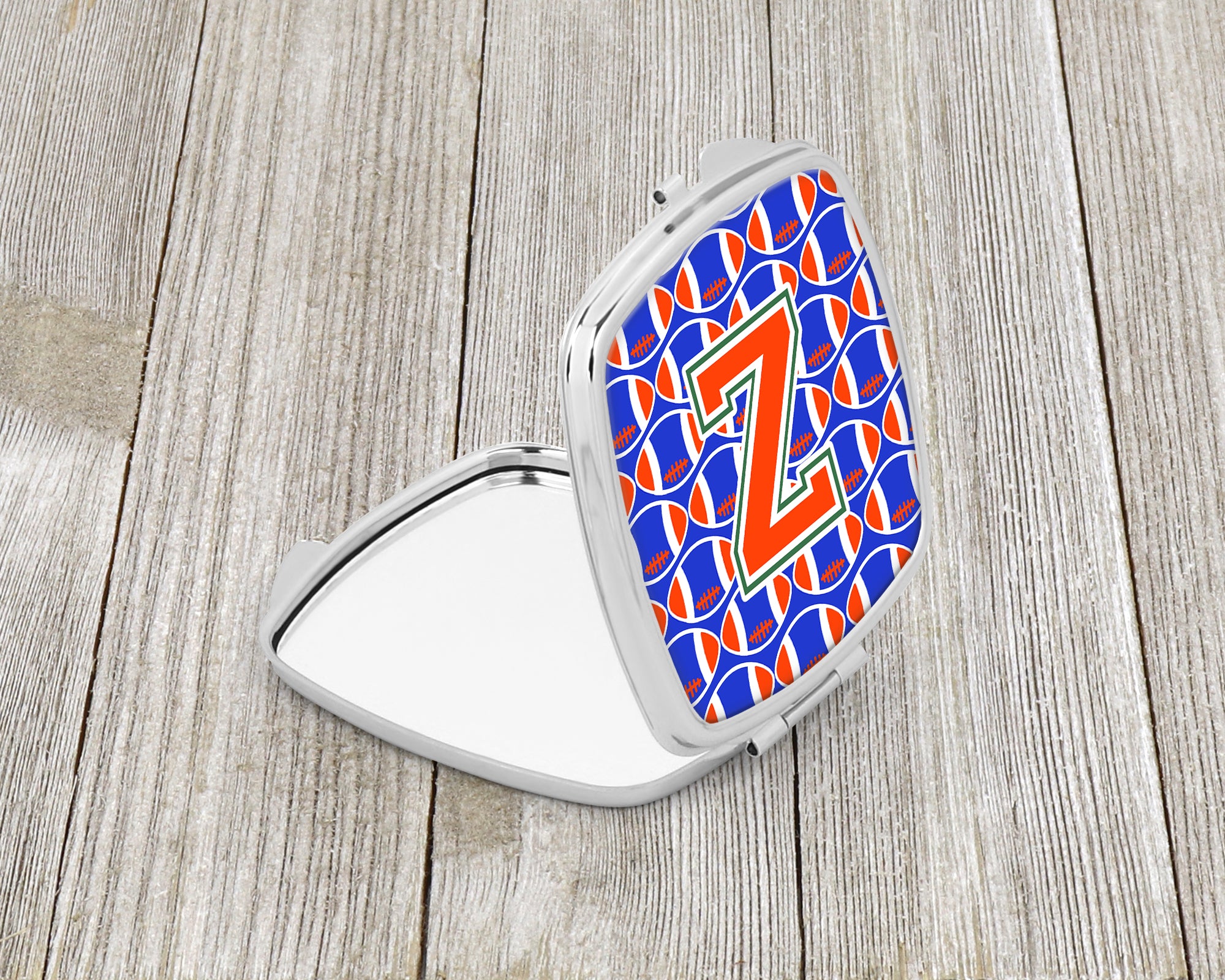 Letter Z Football Green, Blue and Orange Compact Mirror CJ1083-ZSCM