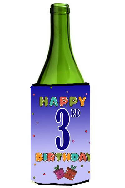 Happy 3rd Birthday Wine Bottle Beverage Insulator Hugger CJ1094LITERK by Caroline's Treasures