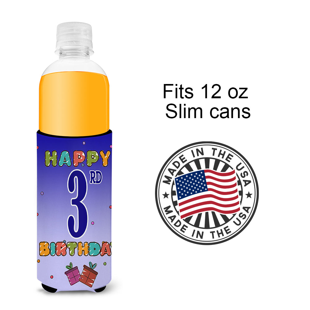 Happy 3rd Birthday Ultra Beverage Insulators for slim cans CJ1094MUK  the-store.com.