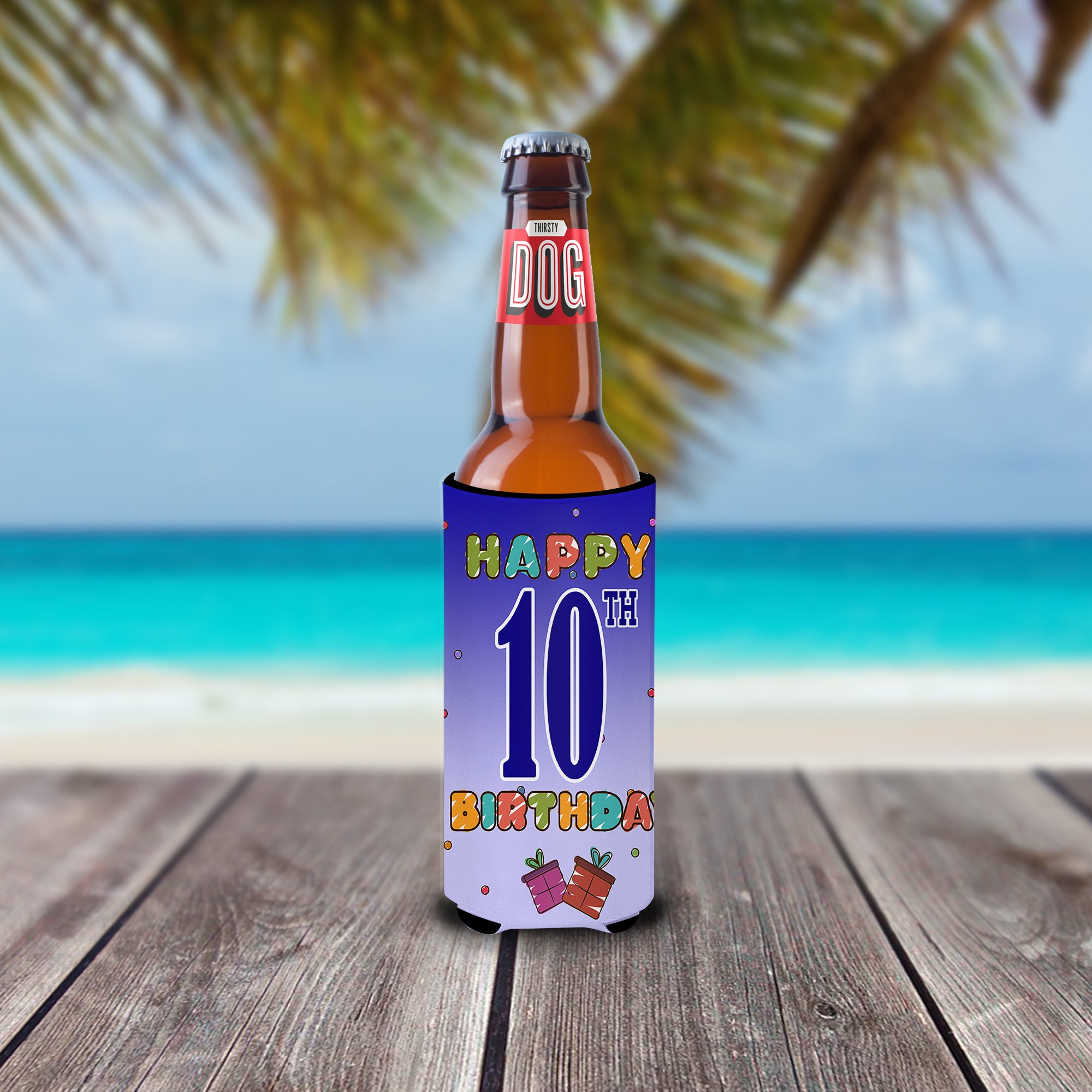Happy 10th Birthday Ultra Beverage Insulators for slim cans CJ1101MUK