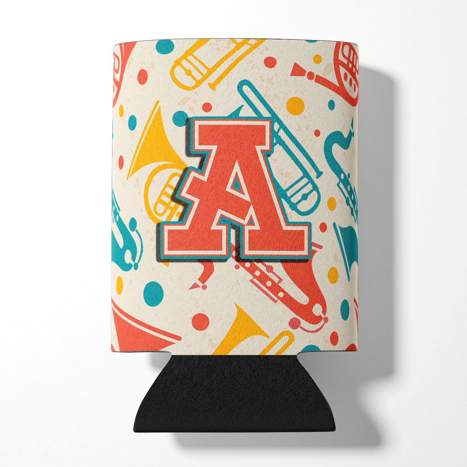 Letter A Retro Teal Orange Musical Instruments Initial Can or Bottle Hugger CJ2001-ACC.