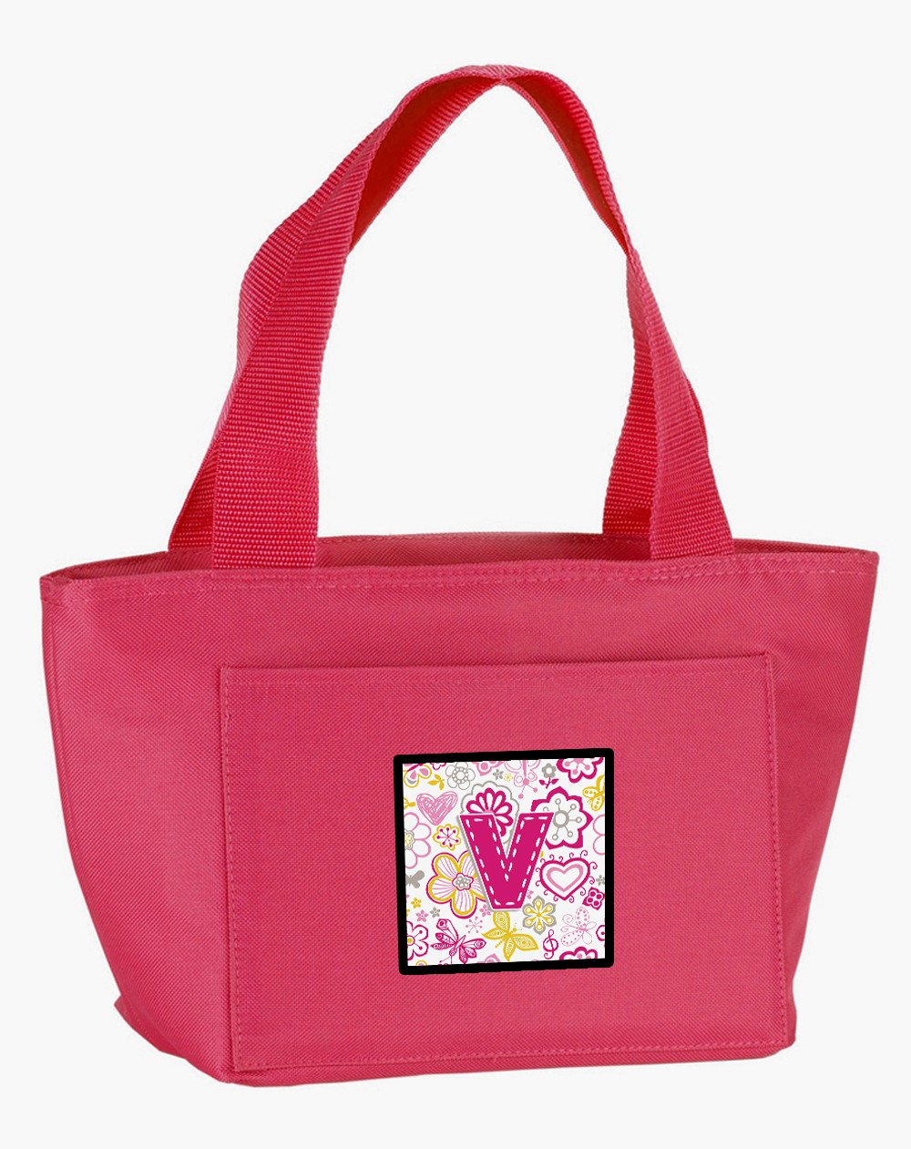 Letter V Flowers and Butterflies Pink Lunch Bag CJ2005-VPK-8808 by Caroline's Treasures