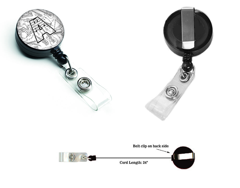 Letter A Musical Note Letters Retractable Badge Reel CJ2007-ABR