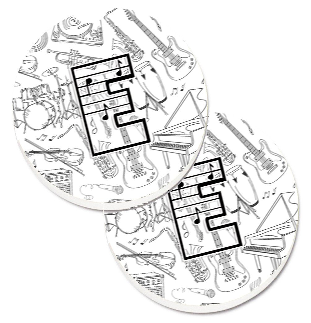 Letter E Musical Note Letters Set of 2 Cup Holder Car Coasters CJ2007-ECARC by Caroline's Treasures