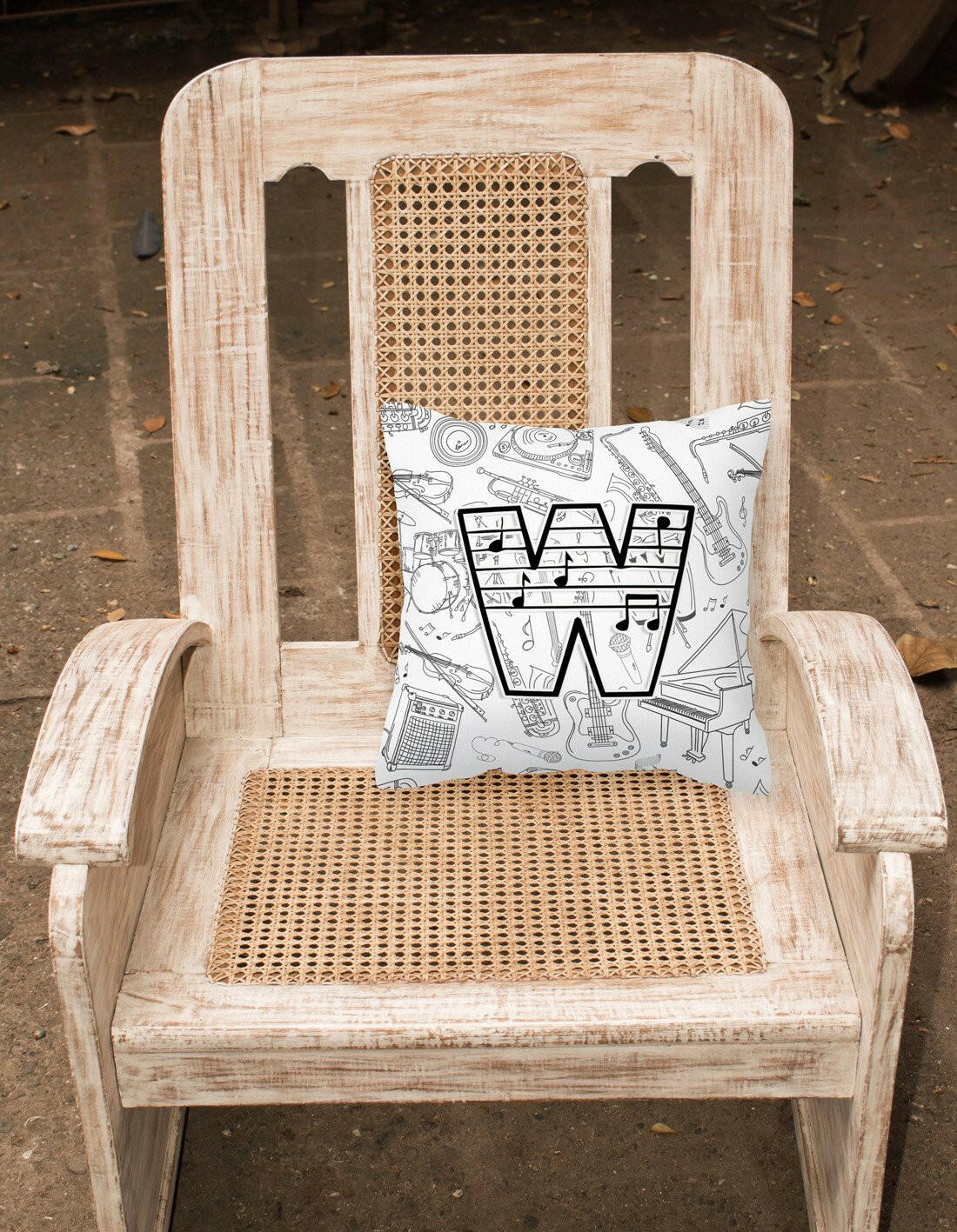 Letter W Musical Note Letters Canvas Fabric Decorative Pillow CJ2007-WPW1414 by Caroline's Treasures