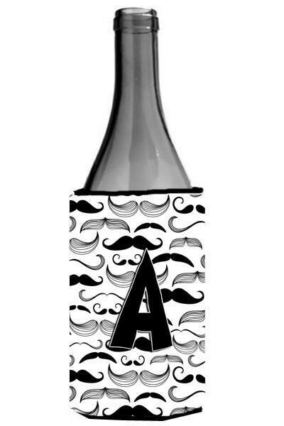 Letter A Moustache Initial Wine Bottle Beverage Insulator Hugger CJ2009-ALITERK by Caroline's Treasures