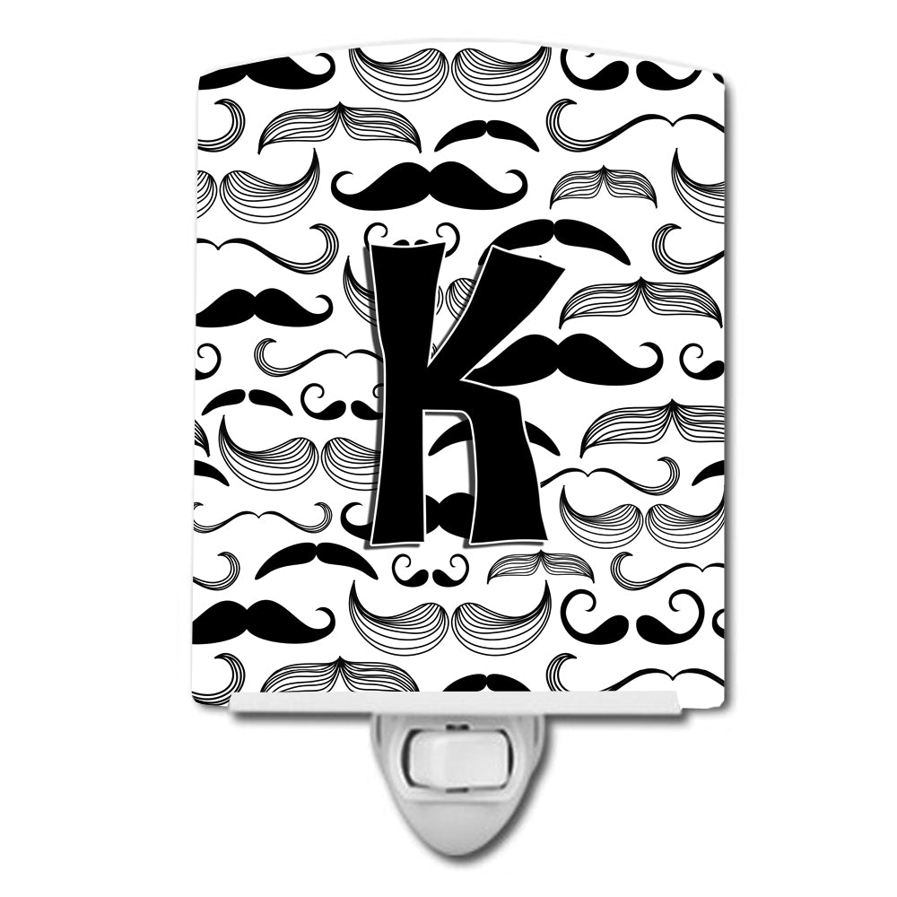 Letter K Moustache Initial Ceramic Night Light CJ2009-KCNL - the-store.com