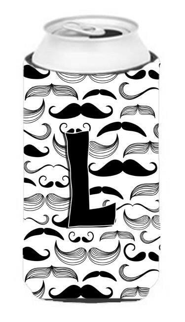 Letter L Moustache Initial Tall Boy Beverage Insulator Hugger CJ2009-LTBC by Caroline's Treasures