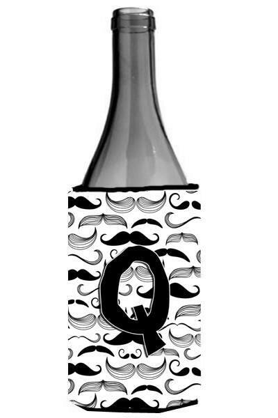 Letter Q Moustache Initial Wine Bottle Beverage Insulator Hugger CJ2009-QLITERK by Caroline's Treasures