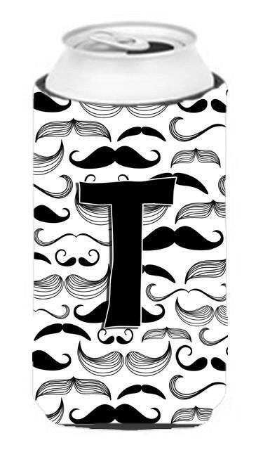 Letter T Moustache Initial Tall Boy Beverage Insulator Hugger CJ2009-TTBC by Caroline's Treasures