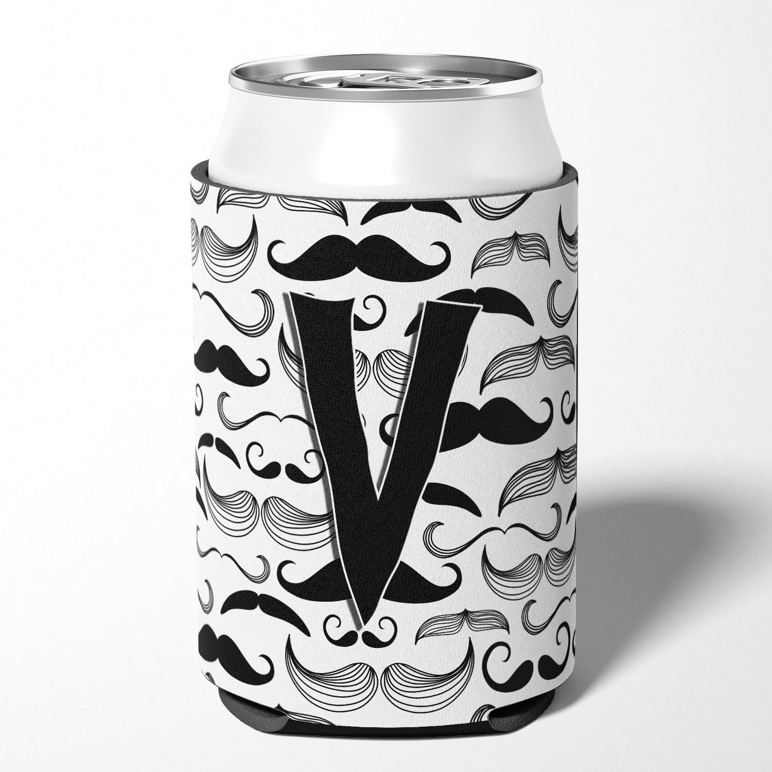 Letter V Moustache Initial Can or Bottle Hugger CJ2009-VCC.