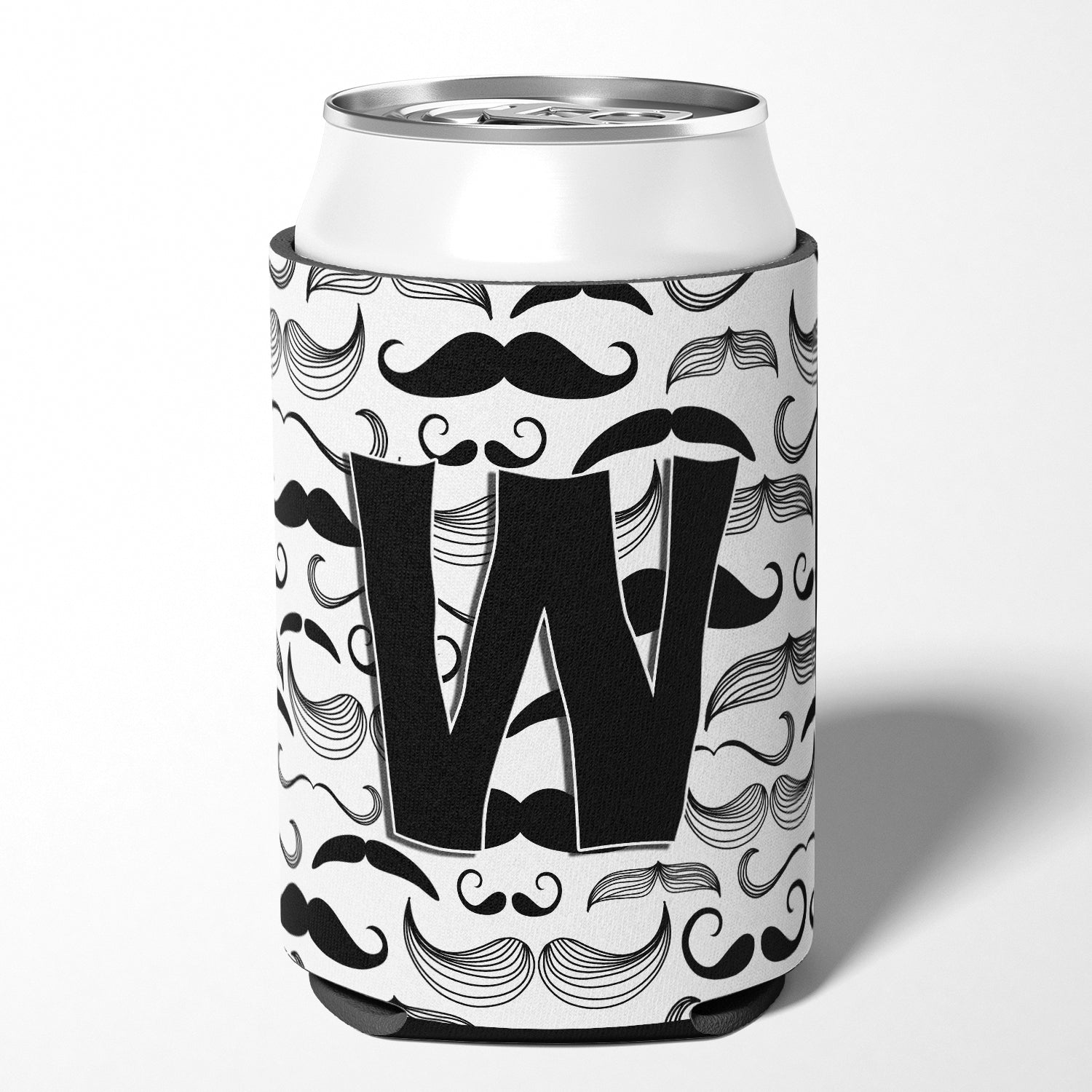 Letter W Moustache Initial Can or Bottle Hugger CJ2009-WCC.