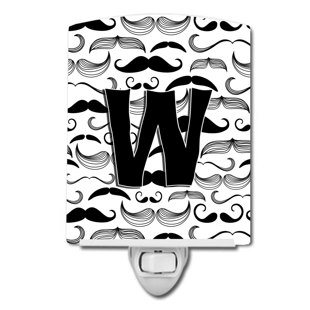 Letter W Moustache Initial Ceramic Night Light CJ2009-WCNL - the-store.com