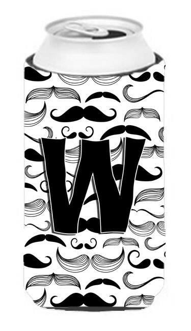 Letter W Moustache Initial Tall Boy Beverage Insulator Hugger CJ2009-WTBC by Caroline's Treasures