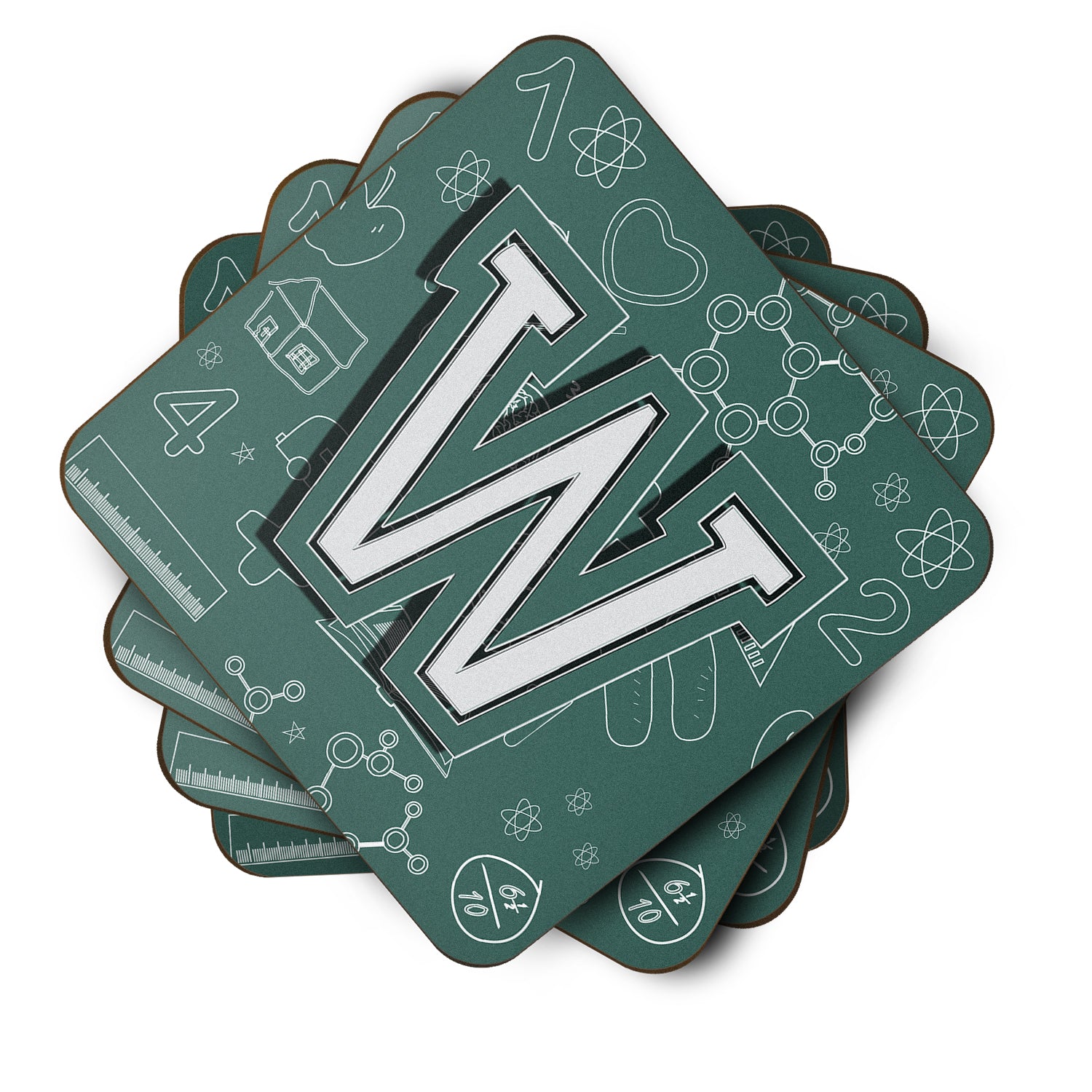 Set of 4 Letter W Back to School Initial Foam Coasters CJ2010-WFC - the-store.com