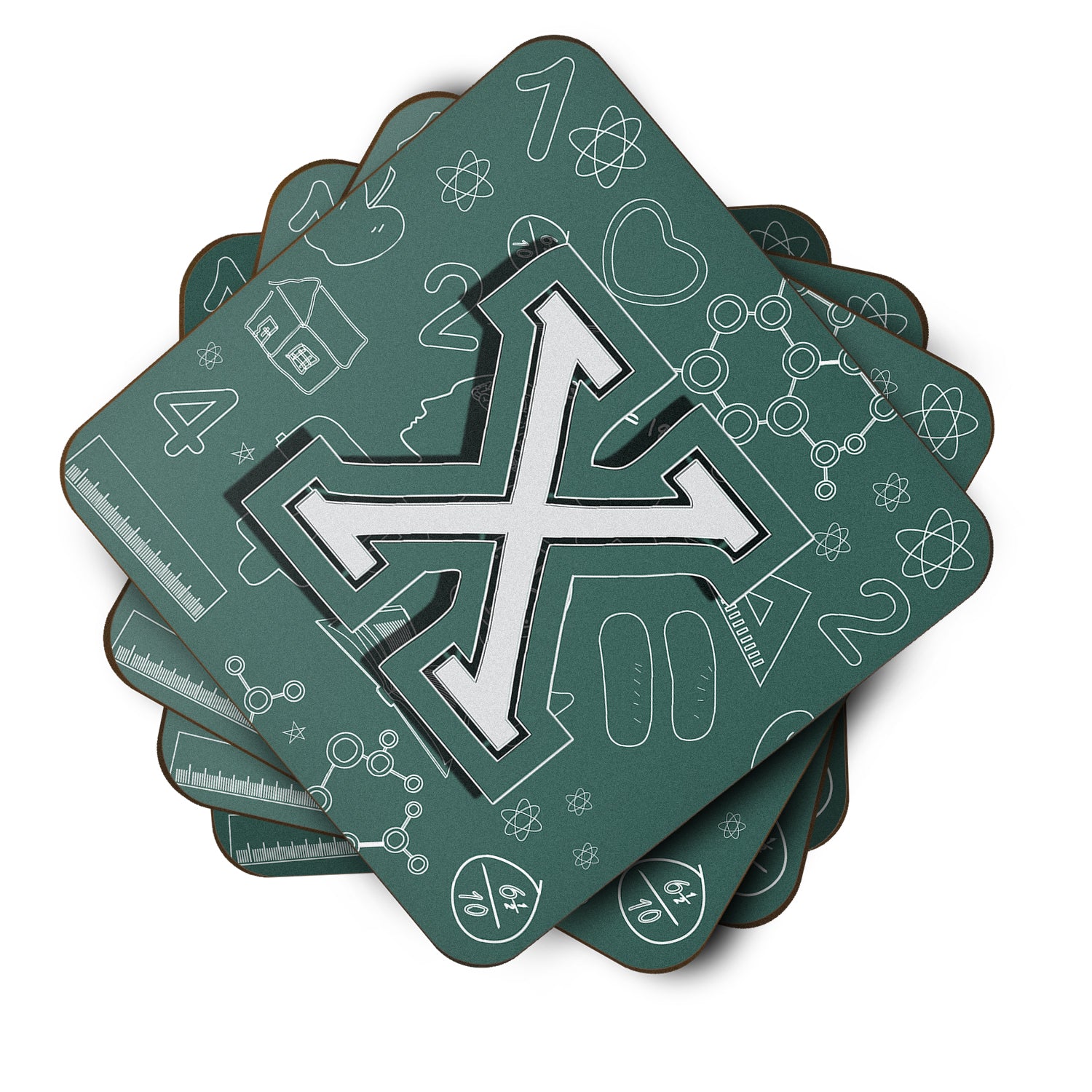 Set of 4 Letter X Back to School Initial Foam Coasters CJ2010-XFC - the-store.com