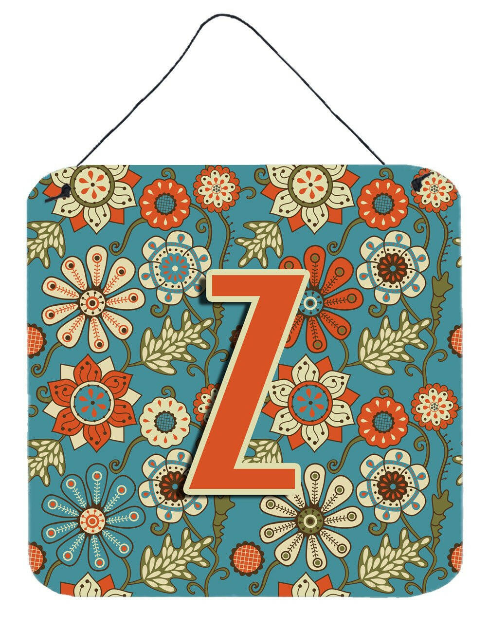 Letter Z Flowers Retro Blue Wall or Door Hanging Prints CJ2012-ZDS66 by Caroline&#39;s Treasures