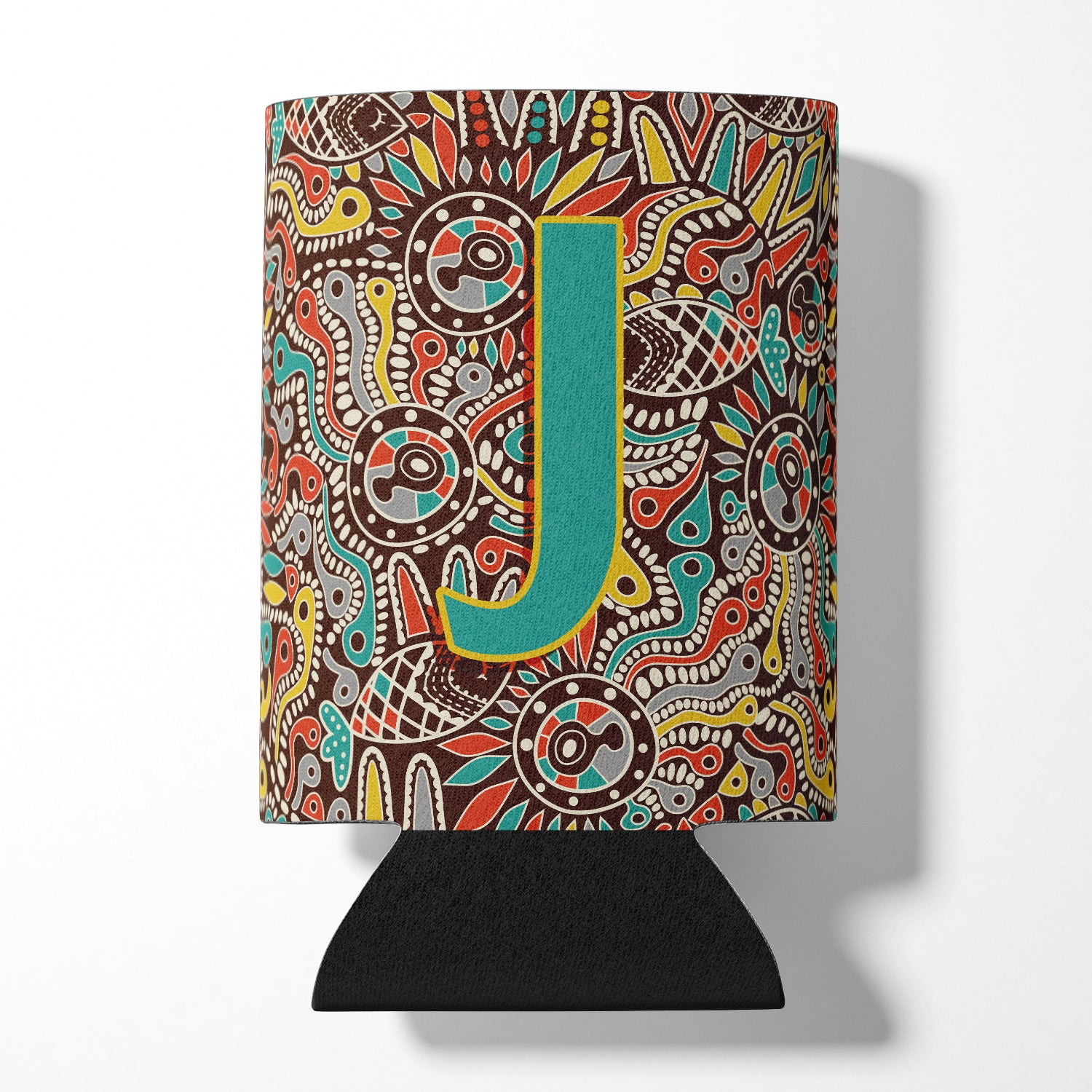 Letter J Retro Tribal Alphabet Initial Can or Bottle Hugger CJ2013-JCC.