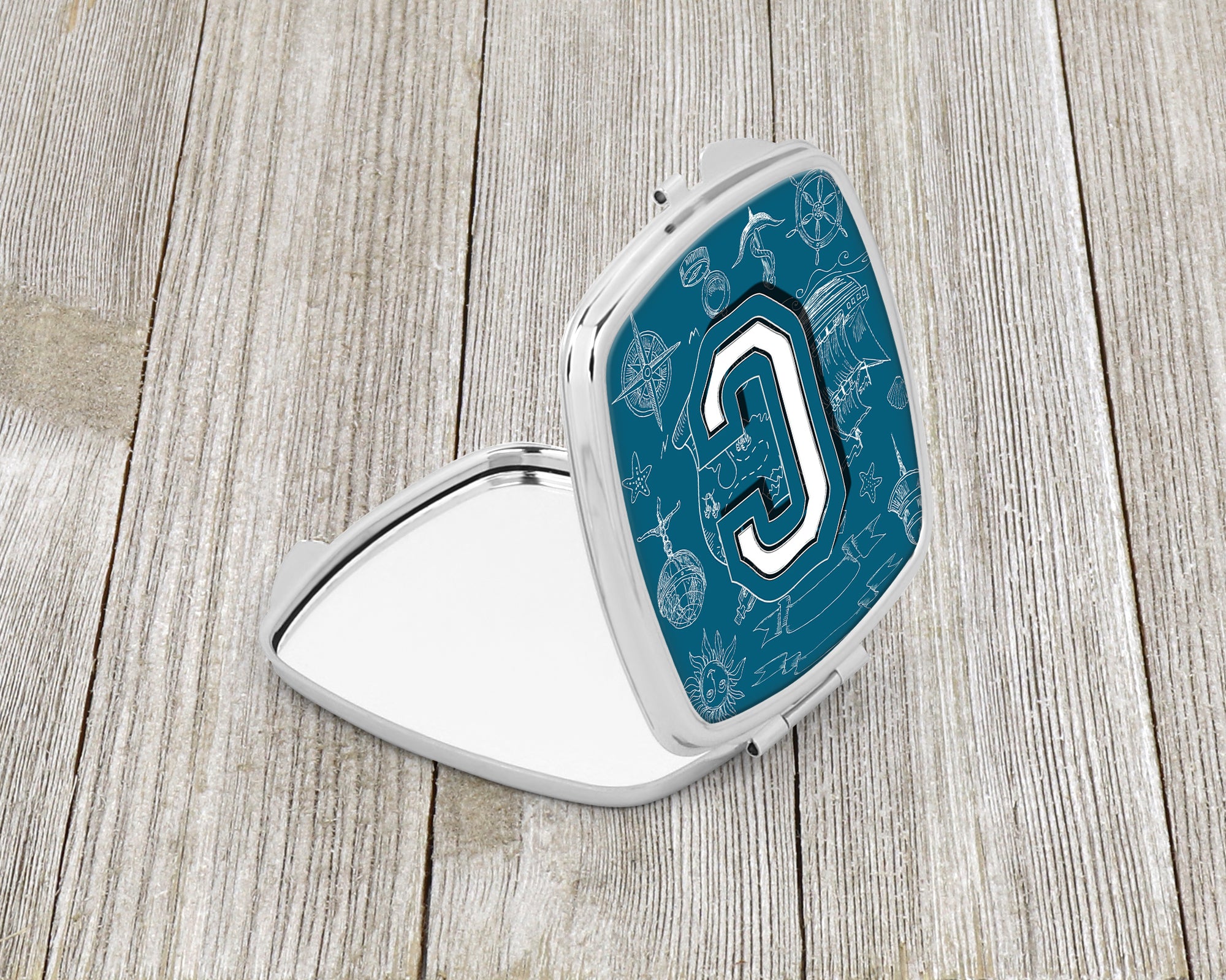 Letter C Sea Doodles Initial Alphabet Compact Mirror CJ2014-CSCM