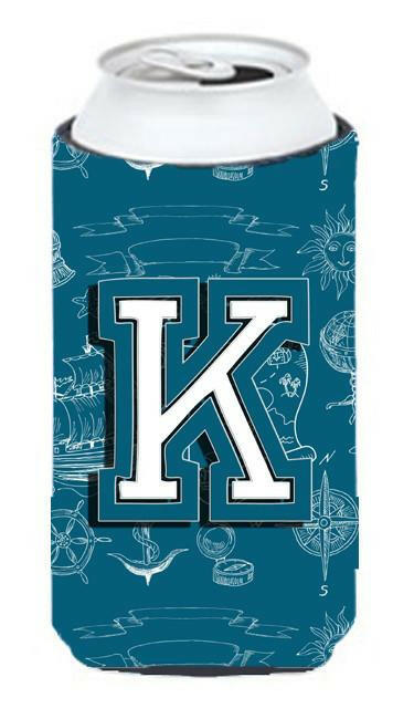 Letter K Sea Doodles Initial Alphabet Tall Boy Beverage Insulator Hugger CJ2014-KTBC by Caroline's Treasures