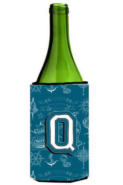 Letter Q Sea Doodles Initial Alphabet Wine Bottle Beverage Insulator Hugger CJ2014-QLITERK by Caroline's Treasures