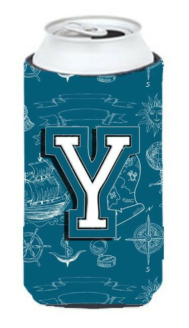 Letter Y Sea Doodles Initial Alphabet Tall Boy Beverage Insulator Hugger CJ2014-YTBC by Caroline&#39;s Treasures