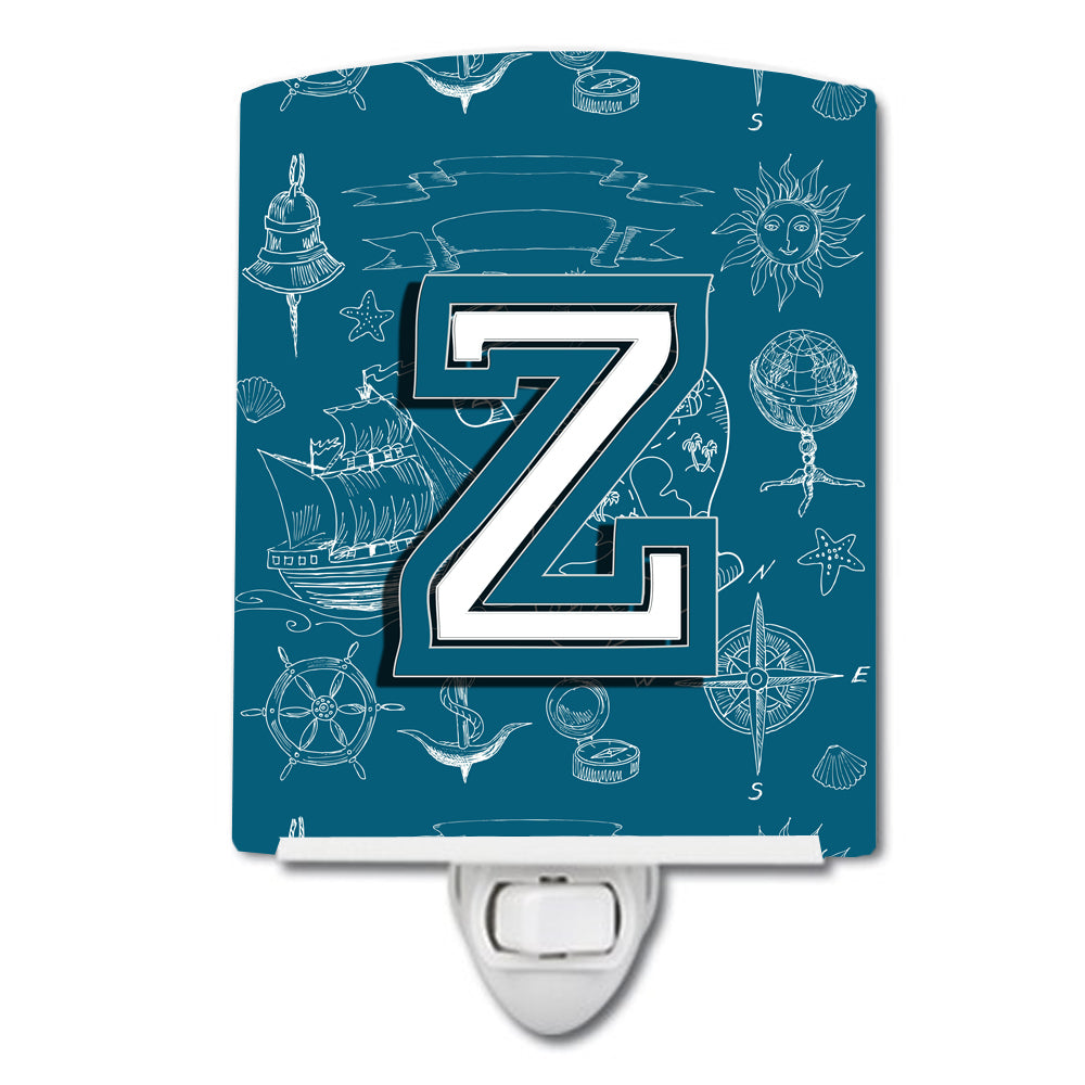 Letter Z Sea Doodles Initial Alphabet Ceramic Night Light CJ2014-ZCNL - the-store.com