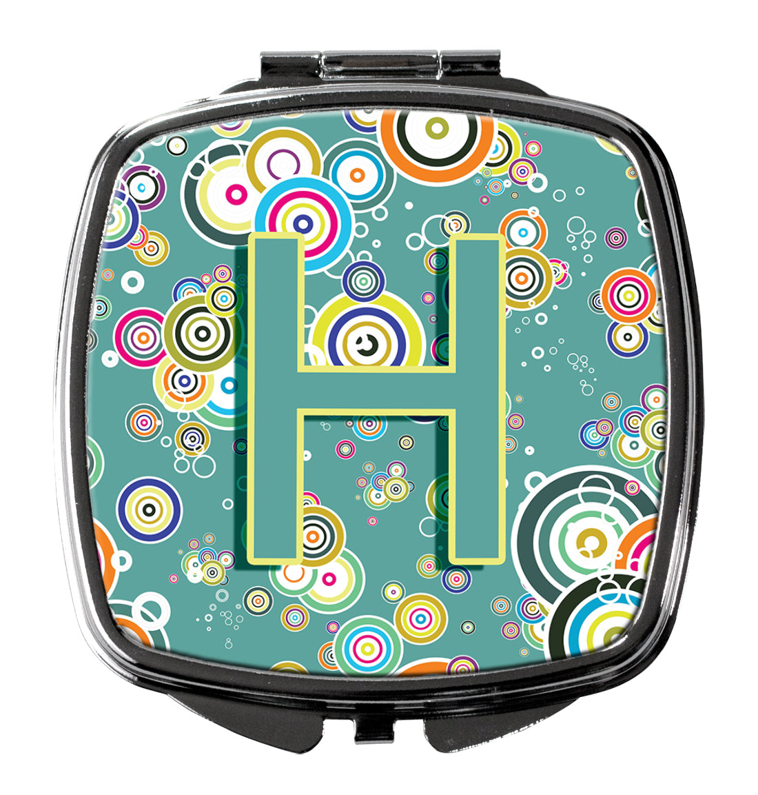 Letter H Circle Circle Teal Initial Alphabet Compact Mirror CJ2015-HSCM