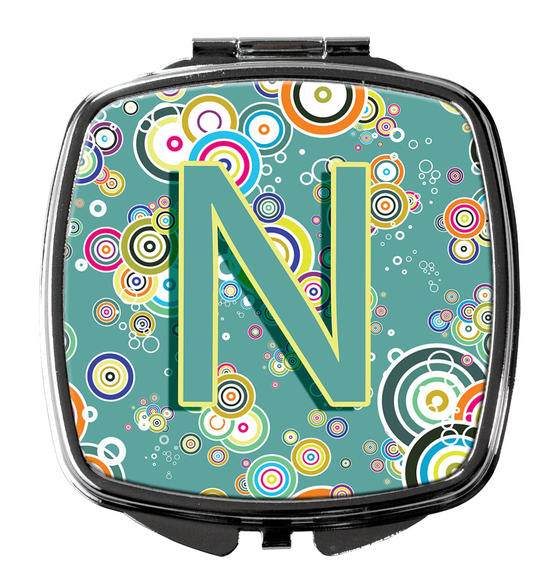 Letter N Circle Circle Teal Initial Alphabet Compact Mirror CJ2015-NSCM