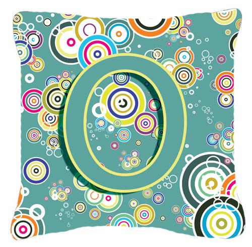 Letter O Circle Circle Teal Initial Alphabet Canvas Fabric Decorative Pillow by Caroline&#39;s Treasures