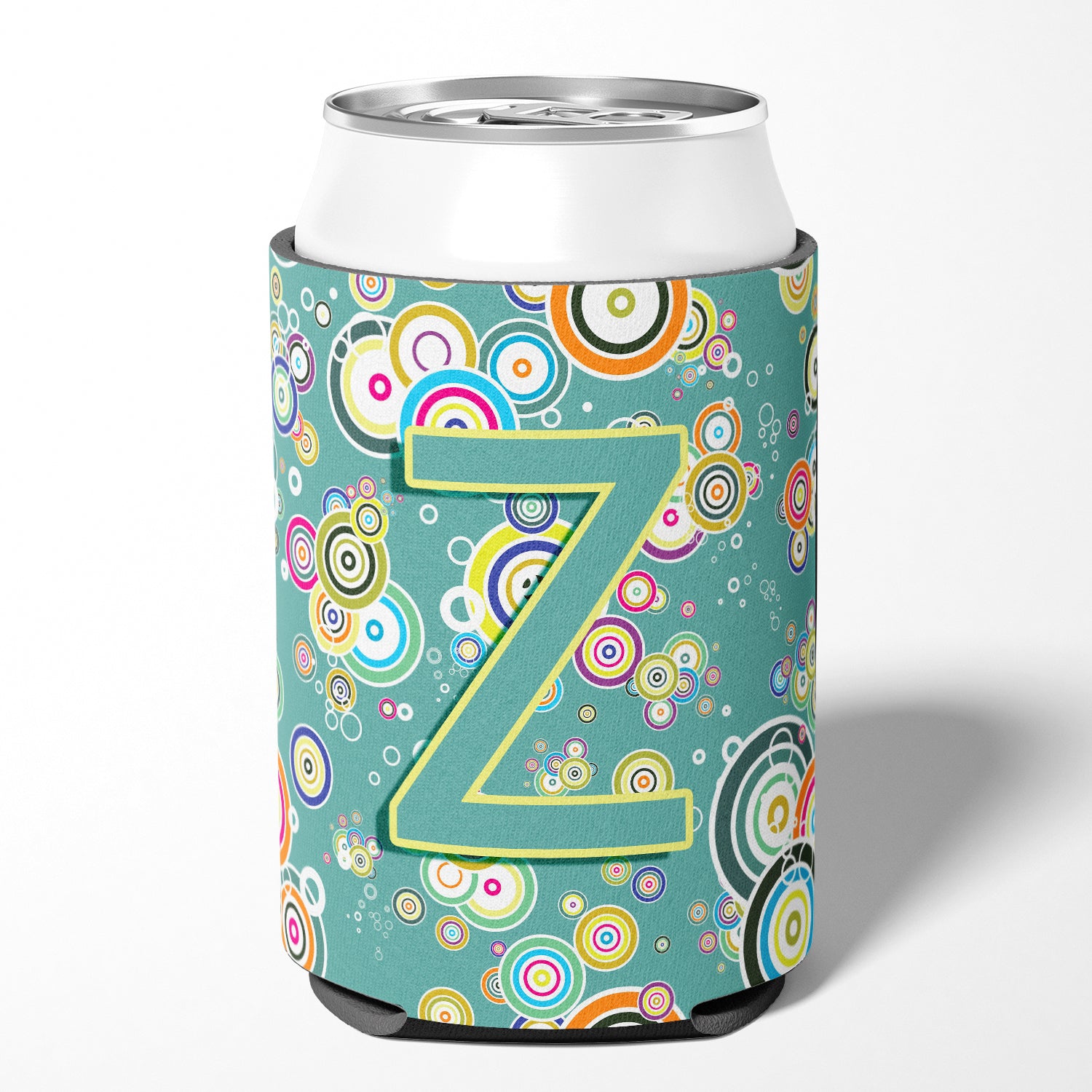 Letter Z Circle Circle Teal Initial Alphabet Can or Bottle Hugger CJ2015-ZCC.