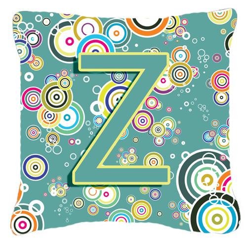 Letter Z Circle Circle Teal Initial Alphabet Canvas Fabric Decorative Pillow by Caroline&#39;s Treasures