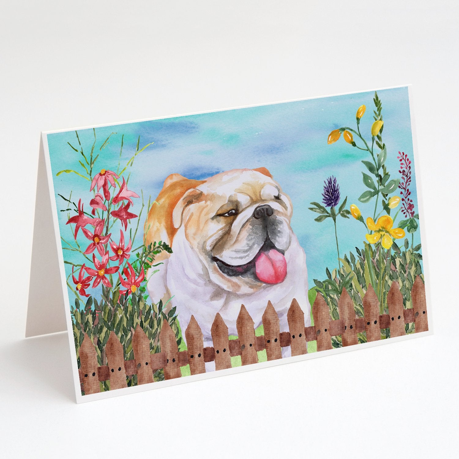 Buy this English Bulldog Spring Greeting Cards and Envelopes Pack of 8