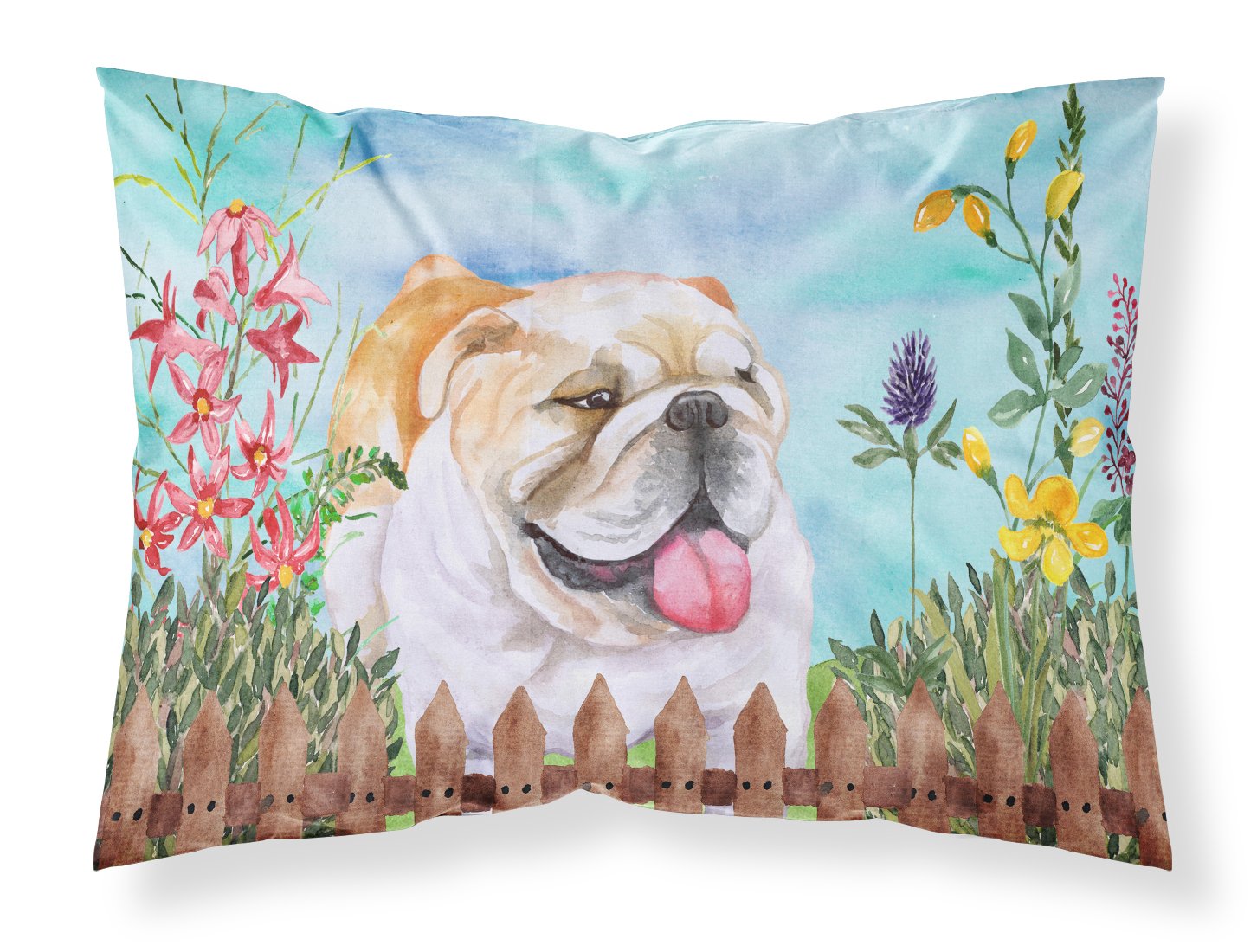 English Bulldog Spring Fabric Standard Pillowcase CK1201PILLOWCASE by Caroline's Treasures